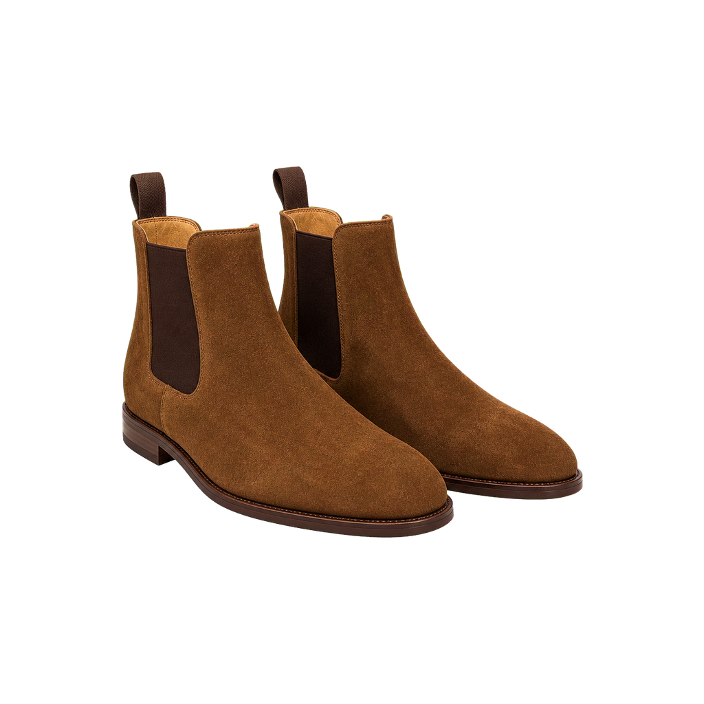 Brown suede chelsea boots starter wardrobe asset